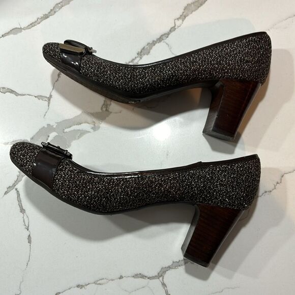 Bandolino | Women’s Brown Houndstooth Buckle Jamel Heels Pumps Size 9.5 - Picture 4 of 13